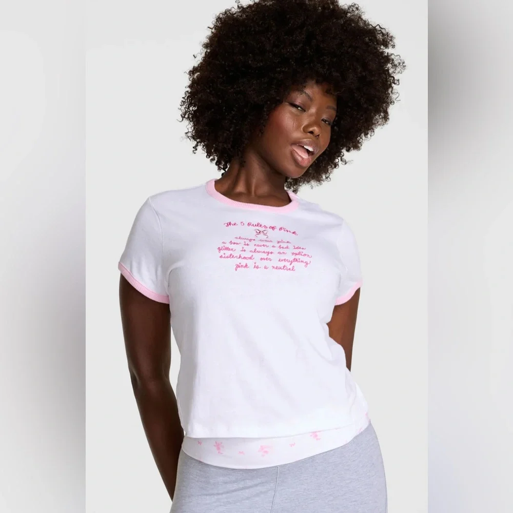 PINK X LoveShackFancy Retro Cotton Tee